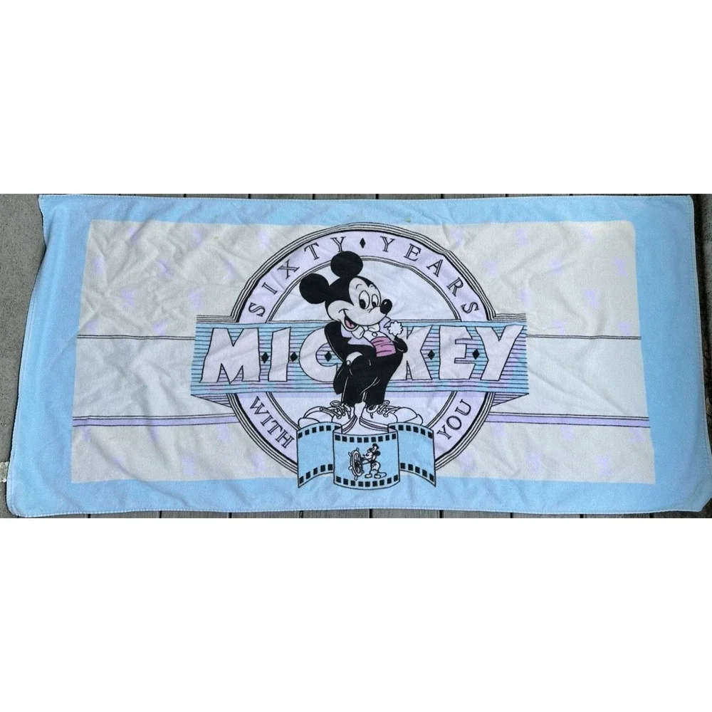 Vintage Disney Mickey Mouse Sixty Years With You 60th Anniversary Beach Towel
